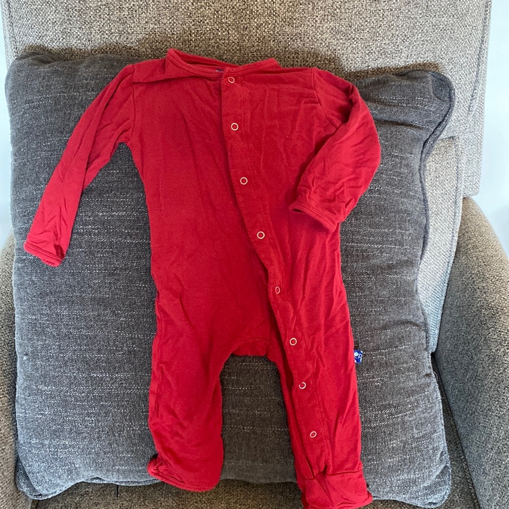 COPY - Kickee Pants, dark red button-up jammies